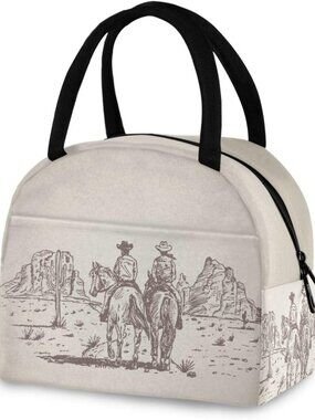 Western Cowboy Lunch Bag for Women Men Insulated Lunch Tote Bag